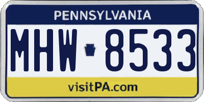 PA license plate MHW8533