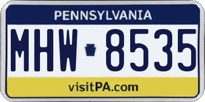 PA license plate MHW8535