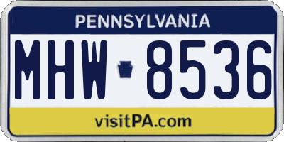 PA license plate MHW8536