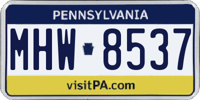 PA license plate MHW8537