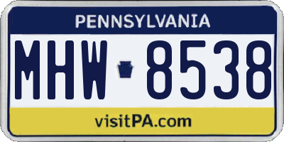 PA license plate MHW8538