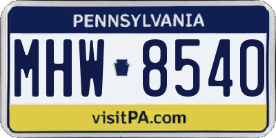 PA license plate MHW8540