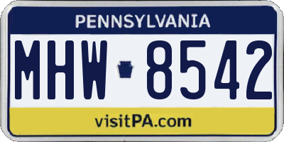 PA license plate MHW8542