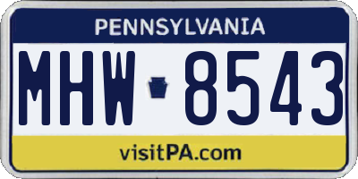 PA license plate MHW8543