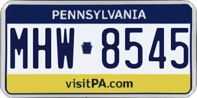 PA license plate MHW8545