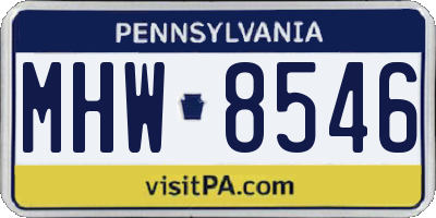 PA license plate MHW8546