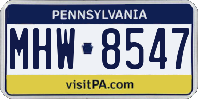 PA license plate MHW8547