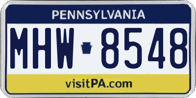 PA license plate MHW8548
