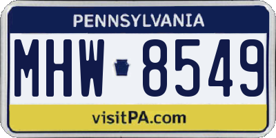 PA license plate MHW8549