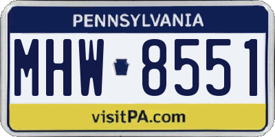 PA license plate MHW8551