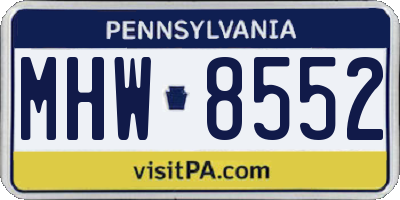 PA license plate MHW8552
