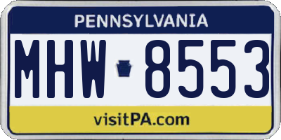 PA license plate MHW8553