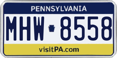 PA license plate MHW8558