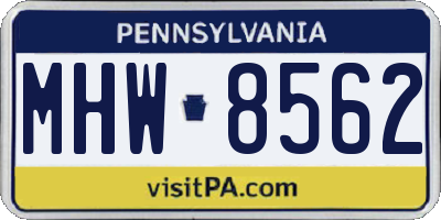 PA license plate MHW8562