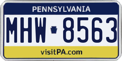 PA license plate MHW8563