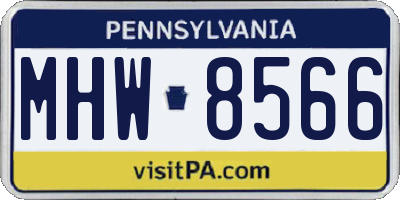 PA license plate MHW8566