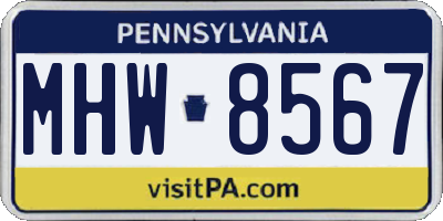 PA license plate MHW8567