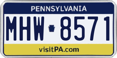 PA license plate MHW8571