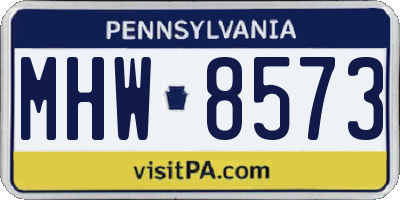 PA license plate MHW8573