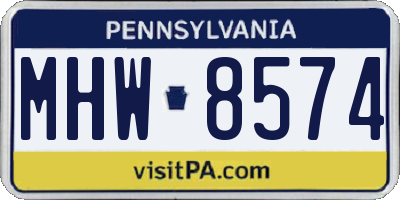 PA license plate MHW8574