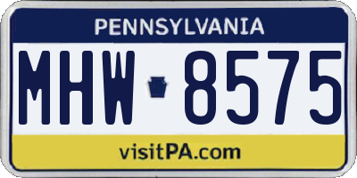 PA license plate MHW8575