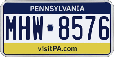 PA license plate MHW8576