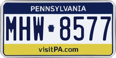 PA license plate MHW8577