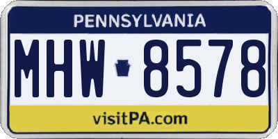 PA license plate MHW8578