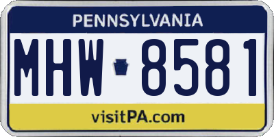 PA license plate MHW8581