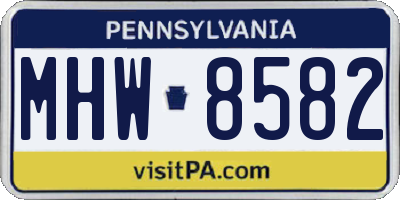 PA license plate MHW8582