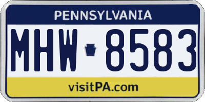 PA license plate MHW8583