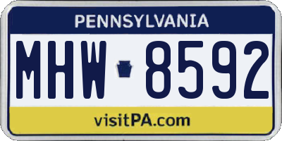 PA license plate MHW8592