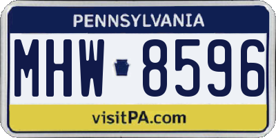 PA license plate MHW8596