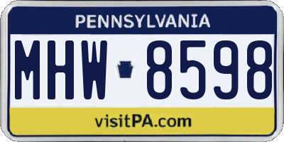 PA license plate MHW8598