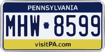 PA license plate MHW8599