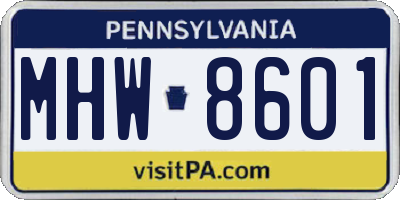 PA license plate MHW8601