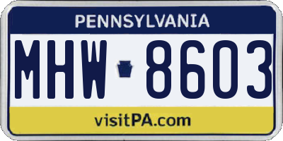 PA license plate MHW8603