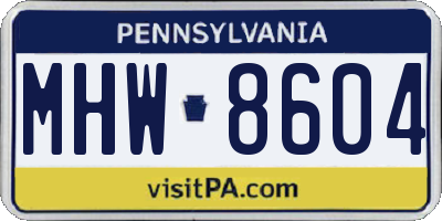 PA license plate MHW8604