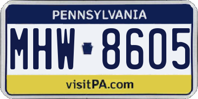 PA license plate MHW8605