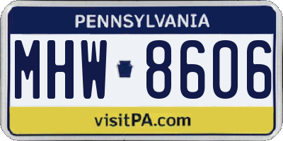 PA license plate MHW8606