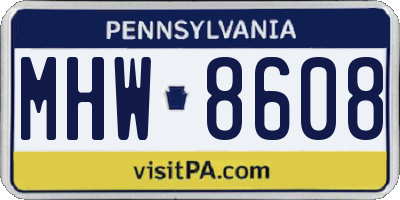 PA license plate MHW8608