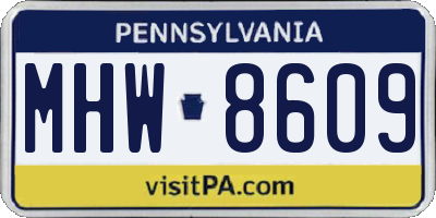 PA license plate MHW8609