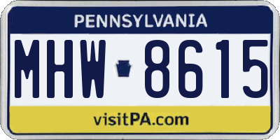 PA license plate MHW8615
