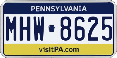 PA license plate MHW8625