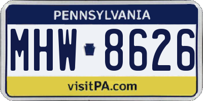 PA license plate MHW8626