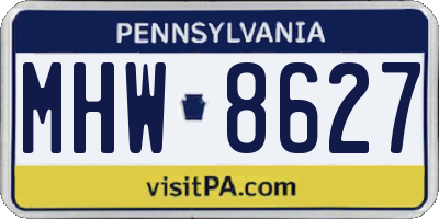 PA license plate MHW8627