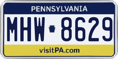 PA license plate MHW8629