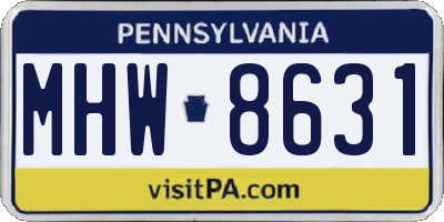 PA license plate MHW8631