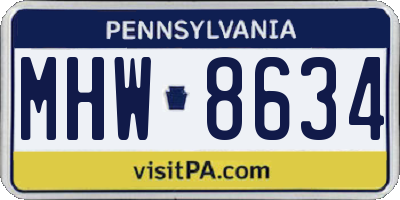 PA license plate MHW8634