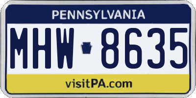 PA license plate MHW8635